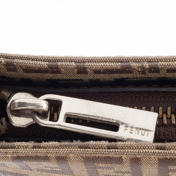 FENDI Cream Leather Zucca Shoulder Bag - Picture 14 of 16